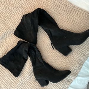 Black over the knee boots with zip